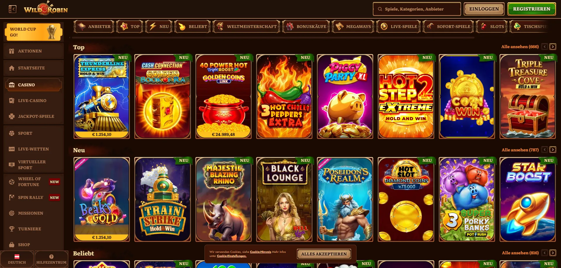 WildRobin Casino Slots – Spielautomaten von NetEnt und Pragmatic Play