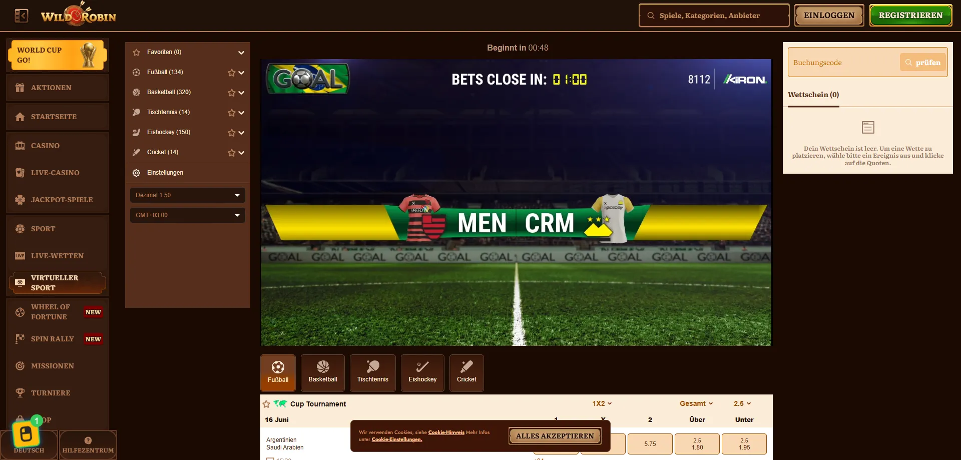 WildRobin Casino Sportwetten – Bundesliga und Live-Wetten Österreich