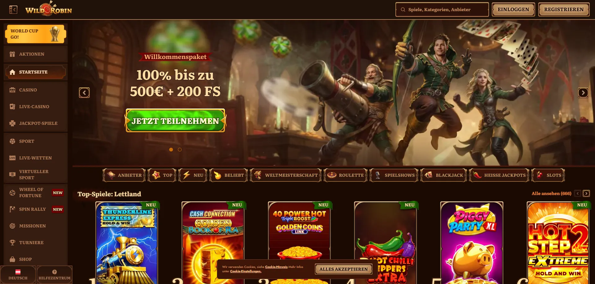 WildRobin Casino Bonus Angebote – Willkommenspaket und Freispiele Österreich